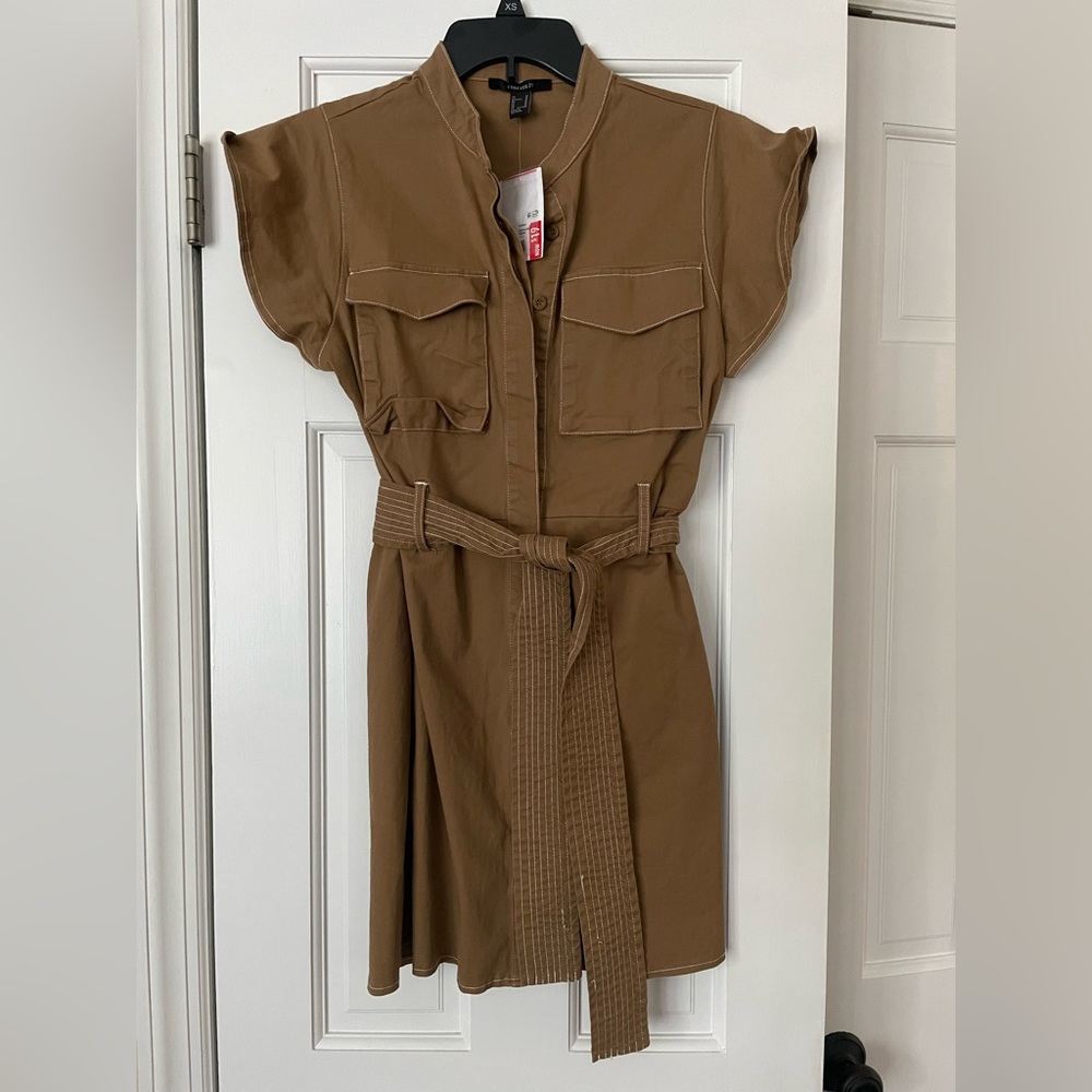 Forever 21 Khaki/Brown Belted Midi Dress